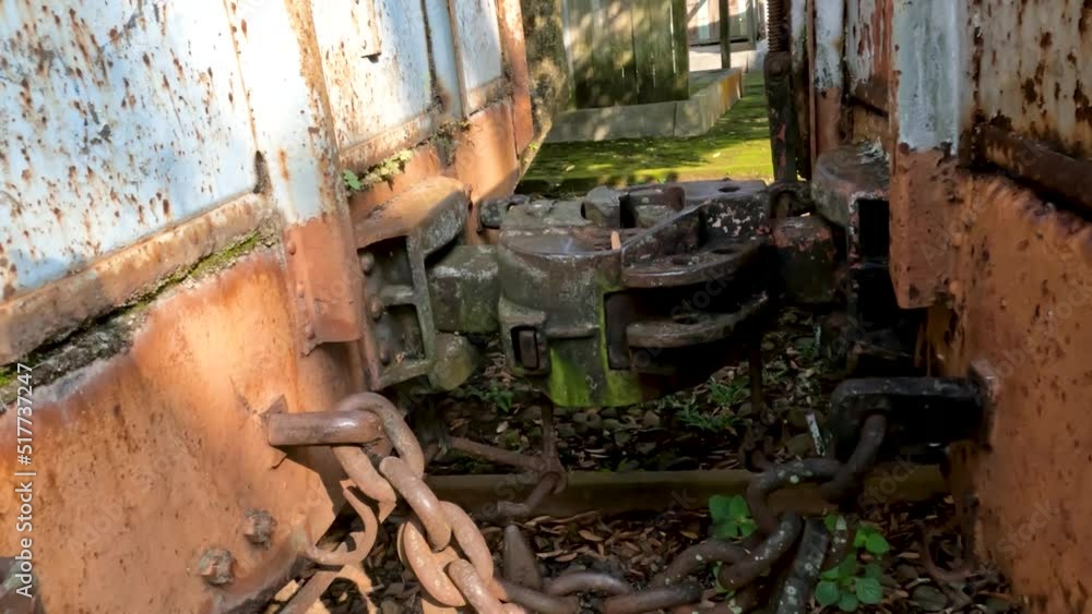 An old train carriage connection that is no longer used An old train carriage connection that is no longer used