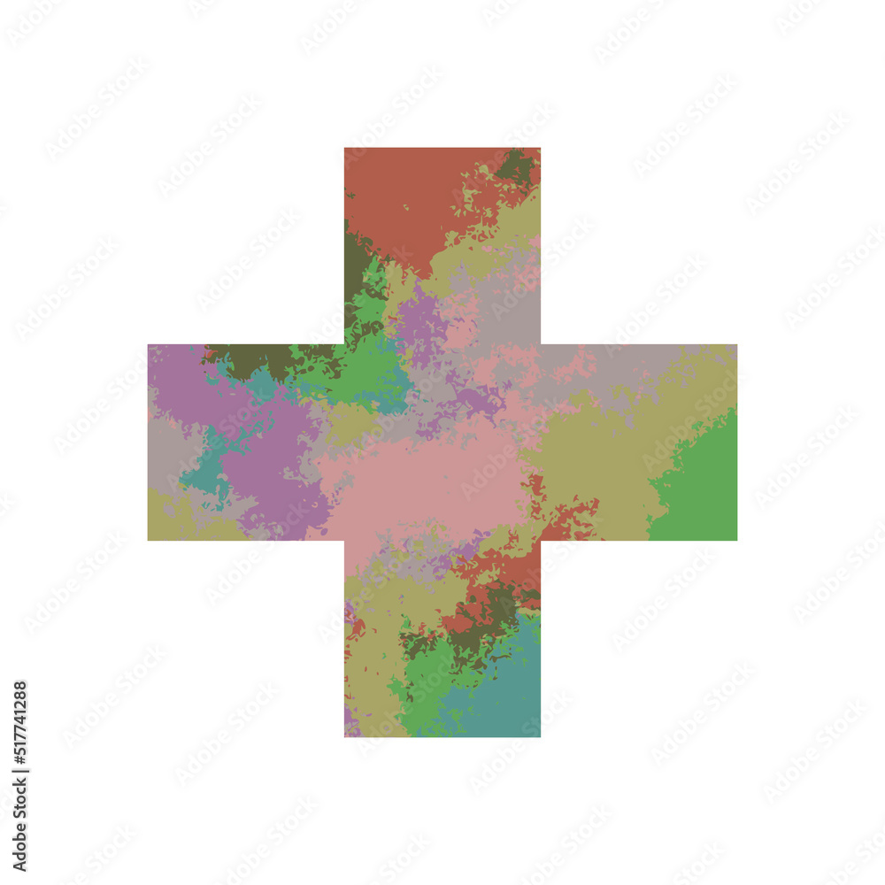Fototapeta premium Colorful splash cross symbol or plus sign on white background vector.