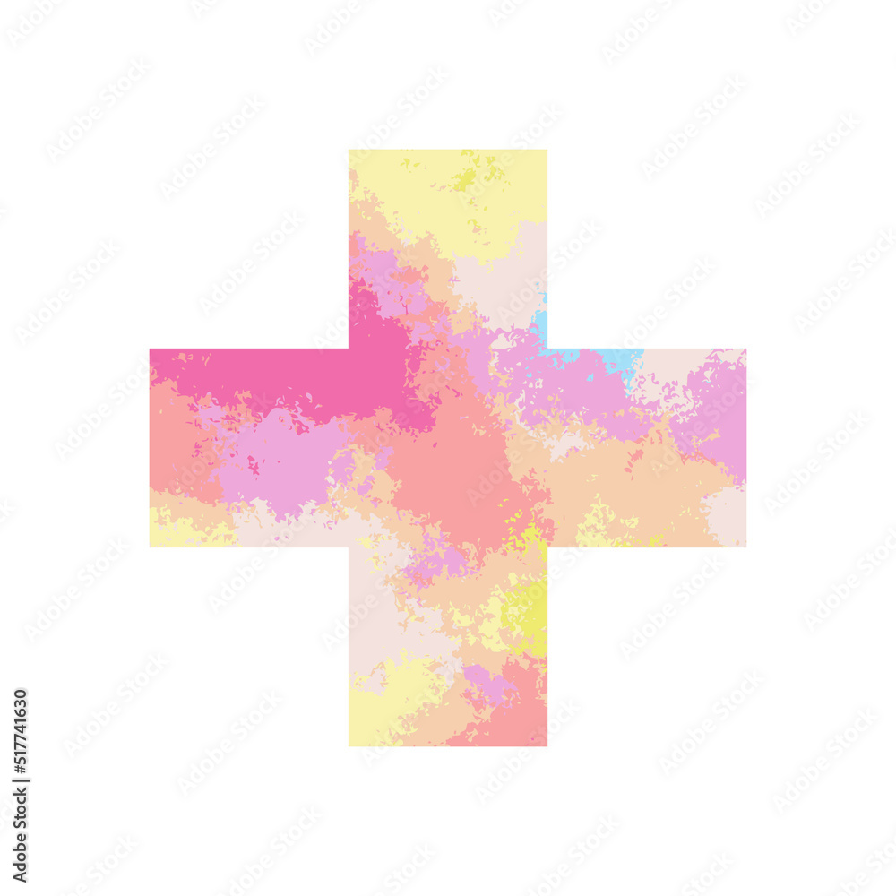 Fototapeta premium Watercolor cross symbol or plus sign on white background vector.