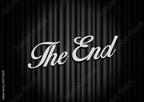 The End movie screen background. Vintage cinema or film poster. Vector stock