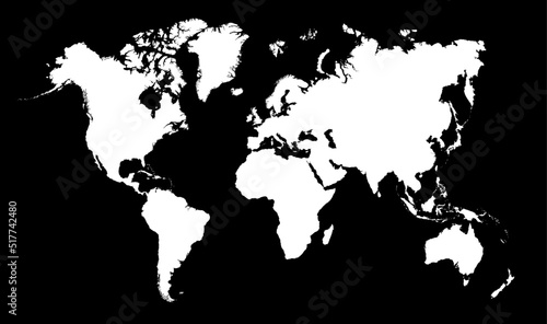 world map on isolated black background. World map silhouette for infographics, web design, template or online work.