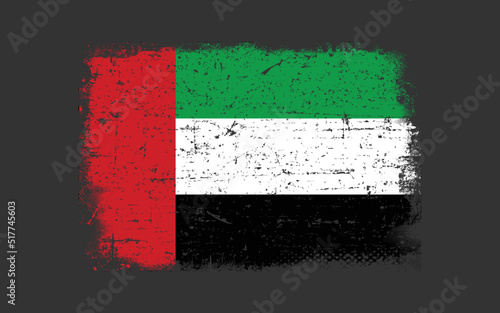 Flag of the United Arab Emirates. UAE flag. Brush stroke background
