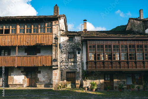 Facade of shabby building in countryside photo