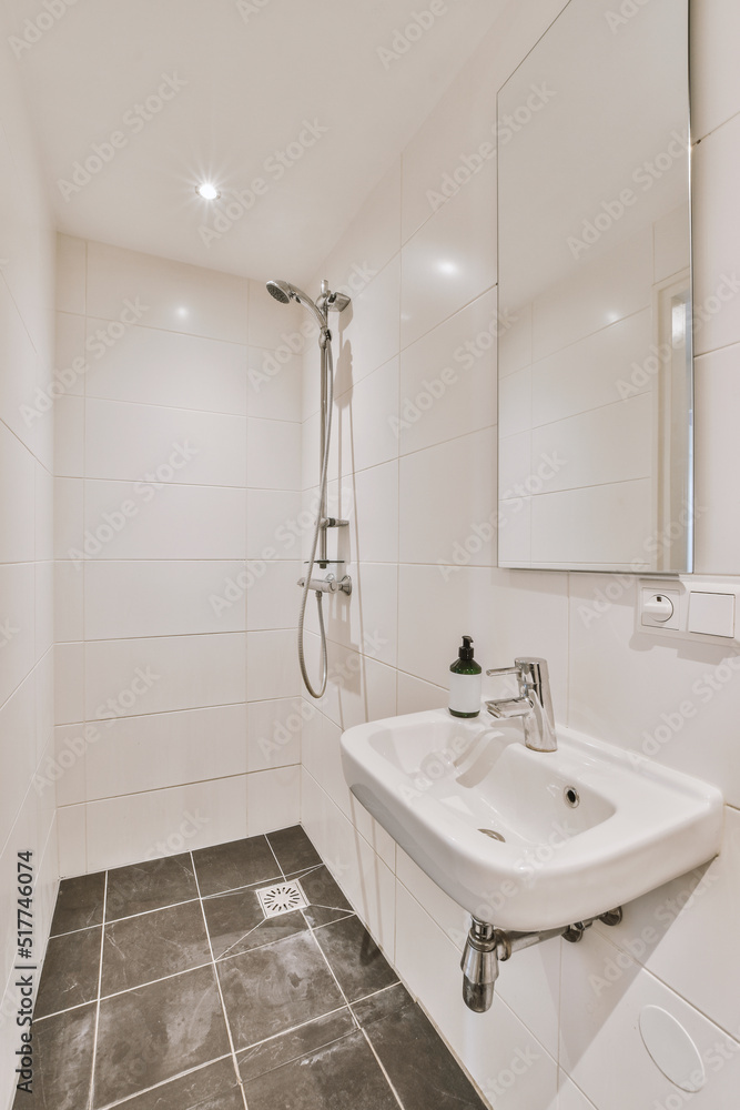 Bathroom with sink and shower Bathroom with sink and shower