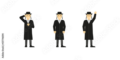Vector image of a Jewish man .The Jew is sitting and standing. The monk. EPS 10