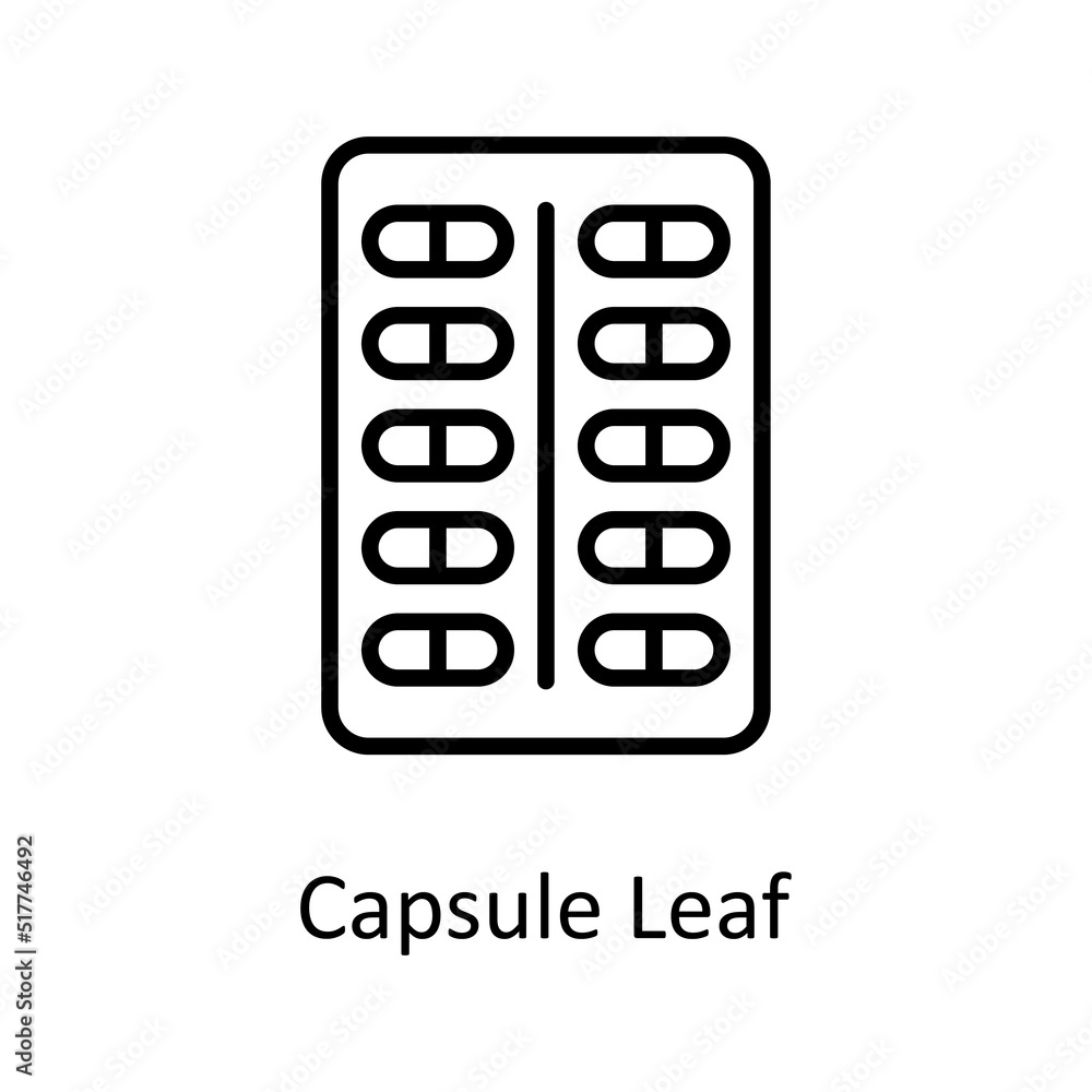 Capsule Leaf vector outline Icon Design illustration. Medical Symbol on White background EPS 10 File Capsule Leaf vector outline Icon Design illustration. Medical Symbol on White background EPS 10 File