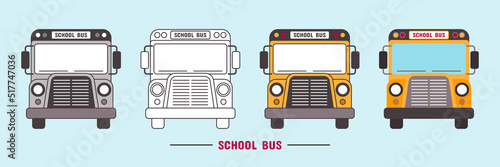 School Bus Icon, Vector, Illustration