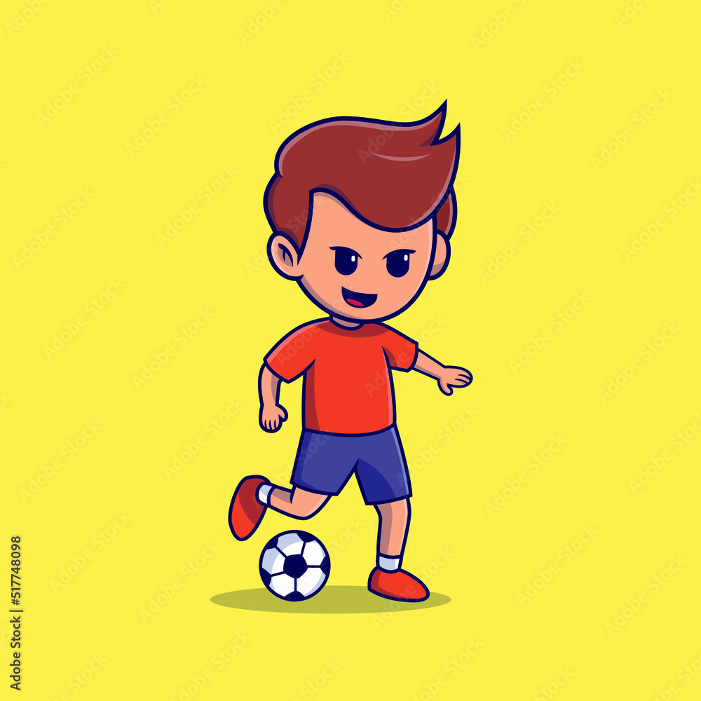 cute boy playing football cartoon vector illustration cute boy playing football cartoon vector illustration