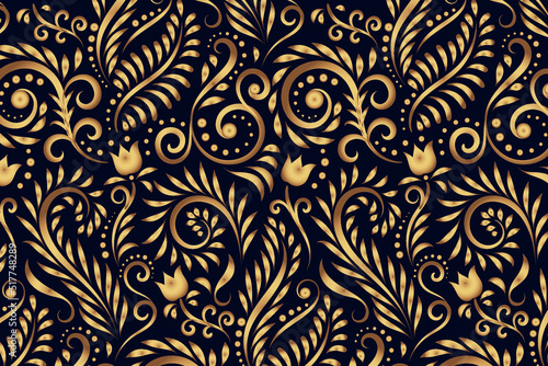 vintage ornamental golden flowers background design templates