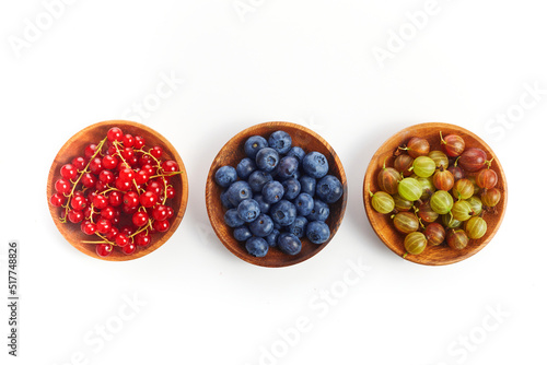 Berries mix in in a bowls on white background