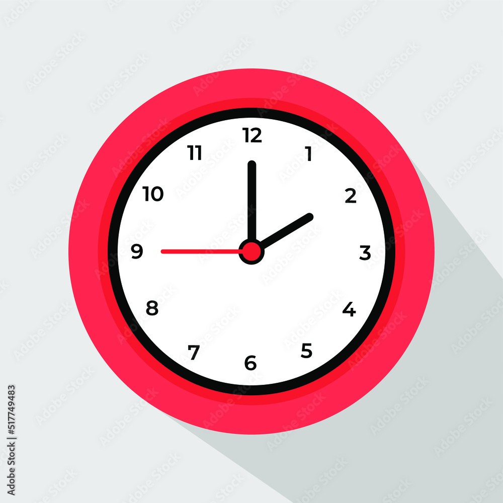 Clock icon design. Vector office clock icon with shadow. Two o'clock. Clock icon design. Vector office clock icon with shadow. Two o'clock.