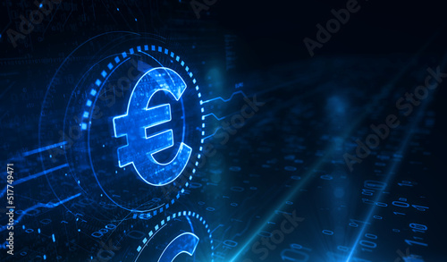 Photography Euro currency icon and EUR money symbol digital concept 3d illustration