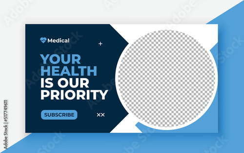 Medical healthcare youtube thumbnail and web banner template.Editable video thumbnail template