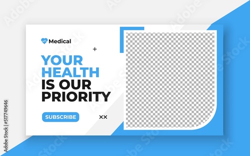 Medical healthcare youtube thumbnail and web banner template.Editable video thumbnail template