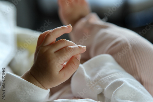 Close up of a newborn baby hand