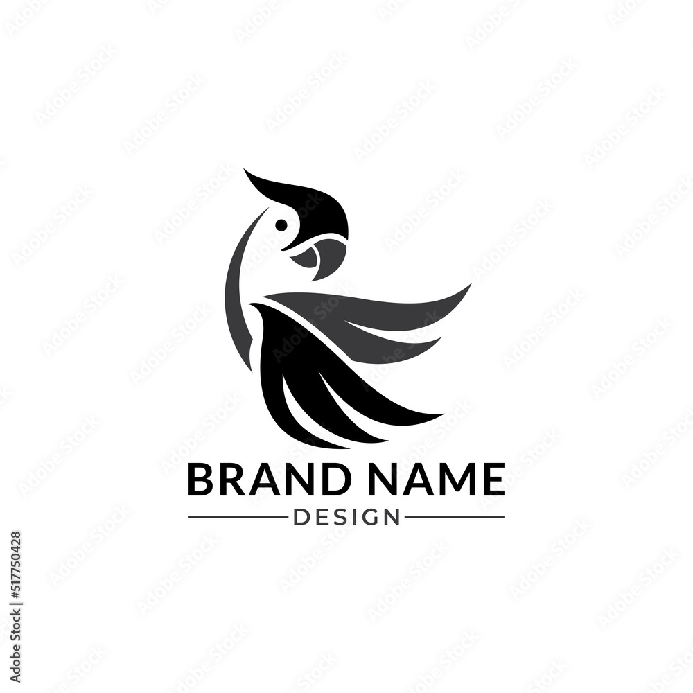 Fototapeta premium Modern and simple parrot bird with red color logo illustration.