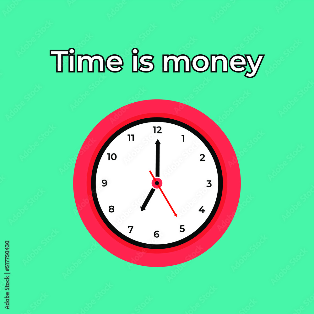 Alarm clock showing seven o'clock, isolated on white background. Flat design. Vector illustration.