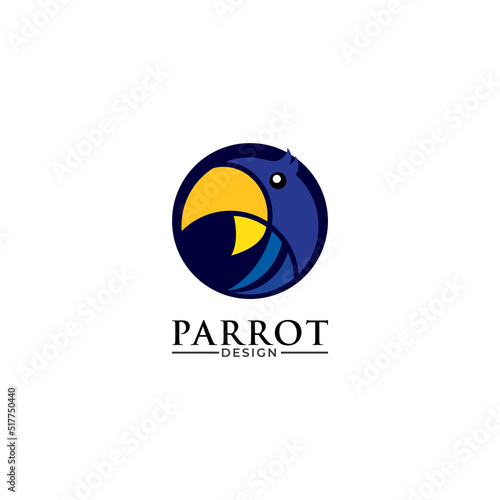 Modern and simple parrot bird with red color logo illustration.