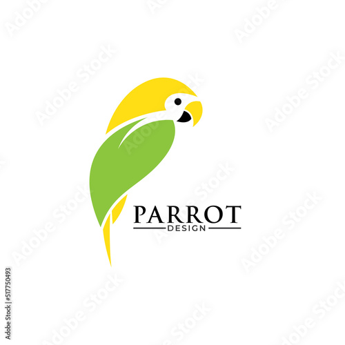 Modern and simple parrot bird with red color logo illustration.