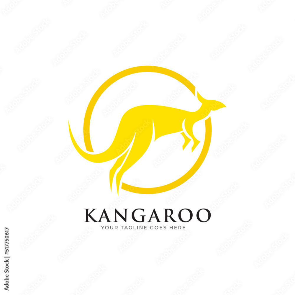 Vector Logo Illustration Australian Kangaroo Mascot Cartoon Stock