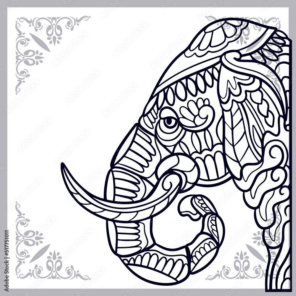 Elephant zentangle arts isolated on white background Elephant zentangle arts isolated on white background