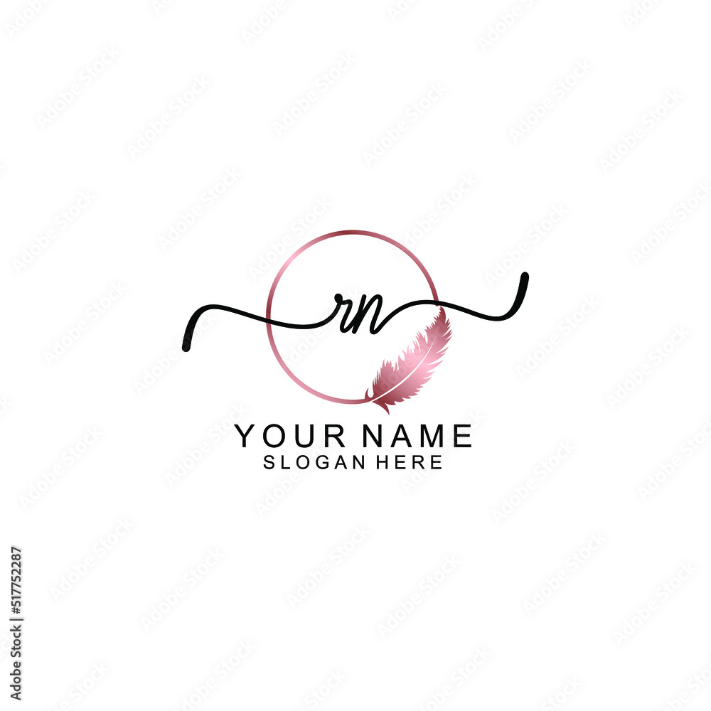 Letter RN Beautiful handwriting logo Letter RN Beautiful handwriting logo
