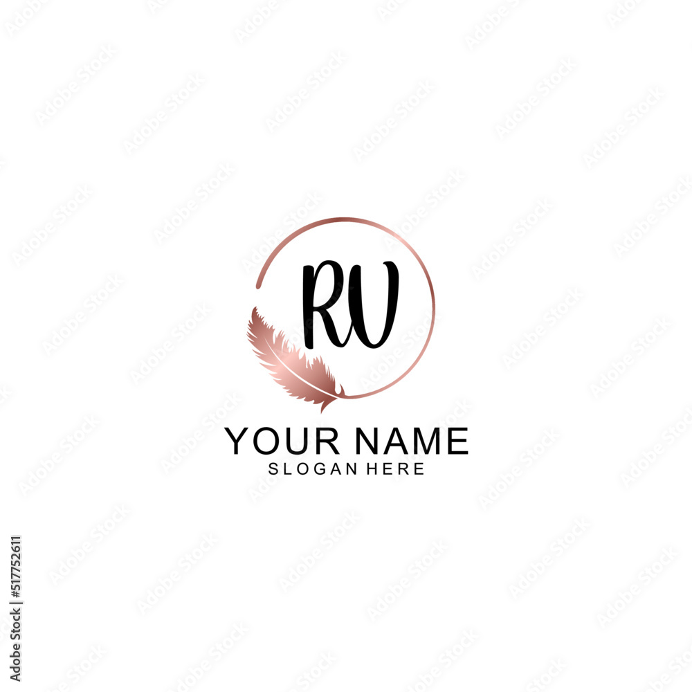 Letter RV Beautiful handwriting logo Letter RV Beautiful handwriting logo