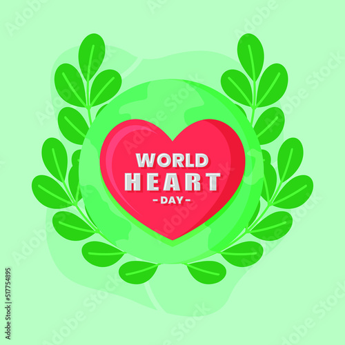Soft blue colour background of World Heart day illustration in flat design. Vector eps 10
