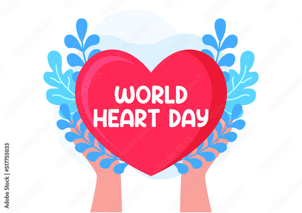 White colour background of World Heart day illustration in flat design. Vector eps 10