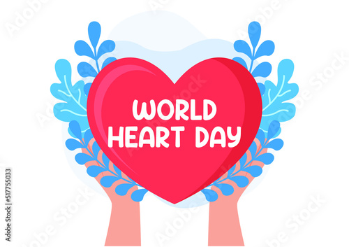 White colour background of World Heart day illustration in flat design. Vector eps 10
