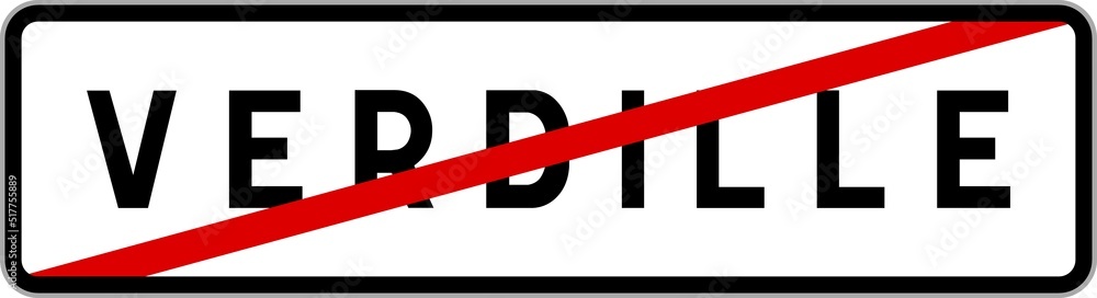Panneau sortie ville agglomération Verdille / Town exit sign Verdille Panneau sortie ville agglomération Verdille / Town exit sign Verdille