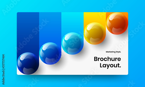 Creative 3D balls website screen layout. Clean poster design vector template.