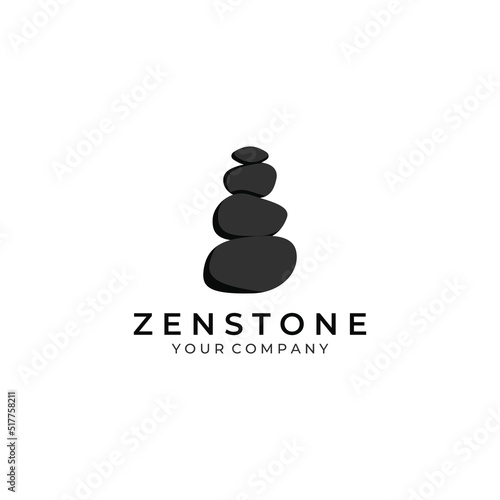 Minimalist zen stones logo, balancing stones, neatly stacked stones, stones for meditation or wellness.With template vector illustration.