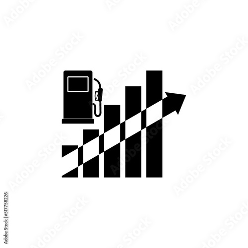 High oil price. Graph with increase of economy crisis icon isolated on white background