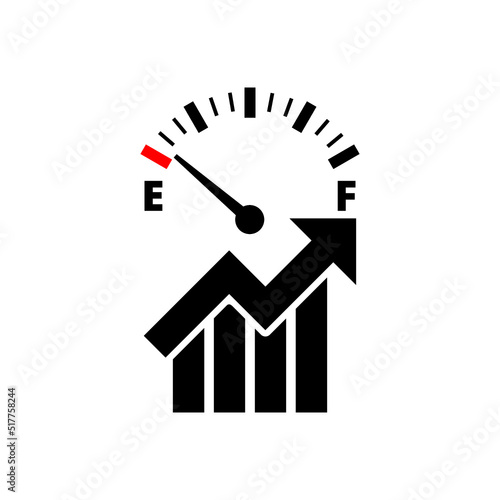 High oil price. Graph with increase of economy crisis icon isolated on white background