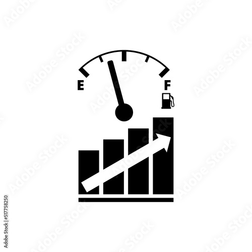 High oil price. Graph with increase of economy crisis icon isolated on white background