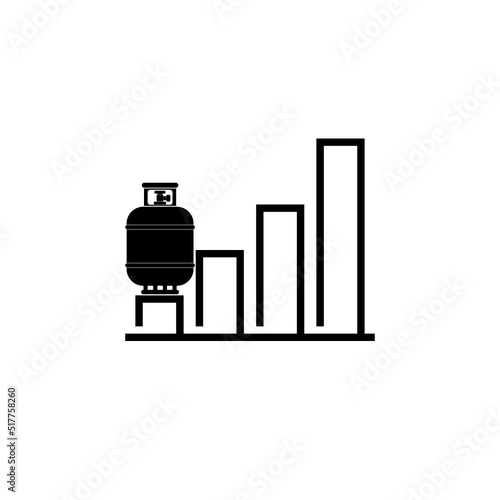 High oil price. Graph with increase of economy crisis icon isolated on white background