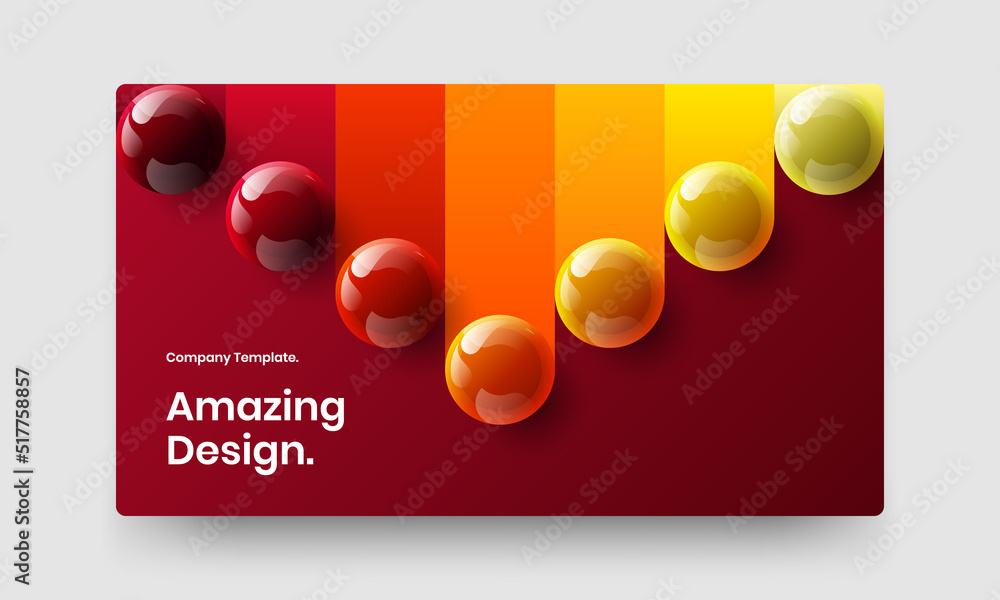 Colorful realistic balls landing page template. Fresh placard vector design layout.