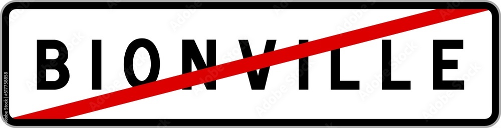Panneau sortie ville agglomération Bionville / Town exit sign Bionville