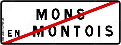 Panneau sortie ville agglomération Mons-en-Montois / Town exit sign Mons-en-Montois © BaptisteR