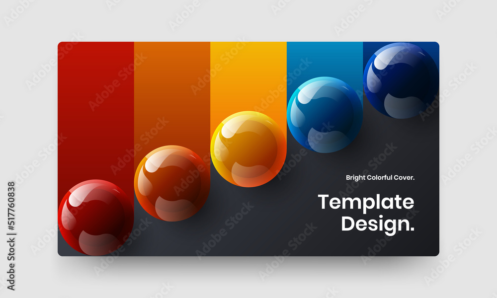 Original front page vector design illustration. Multicolored realistic spheres handbill concept.