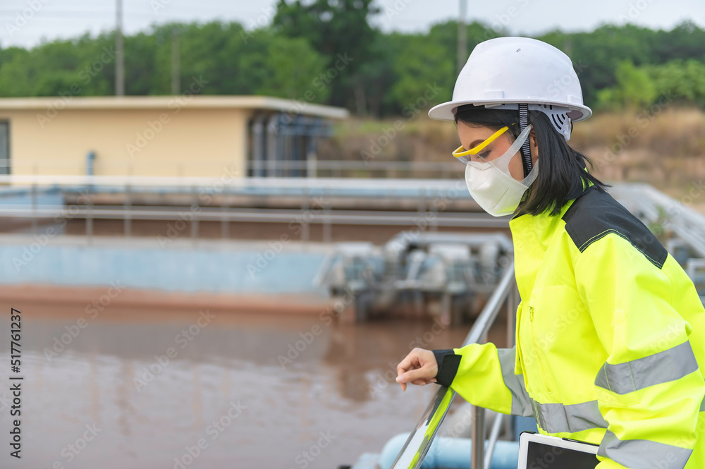 Environmental engineers work at wastewater treatment plants,Water supply engineering working at Water recycling plant for reuse Environmental engineers work at wastewater treatment plants,Water supply engineering working at Water recycling plant for reuse