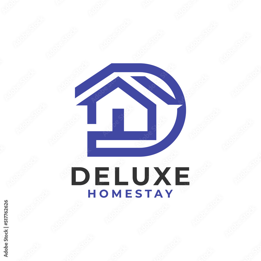 Abstract Initial Letter D with Minimalist House Shape Combination Logo Design. Abstract Initial Letter D with Minimalist House Shape Combination Logo Design.