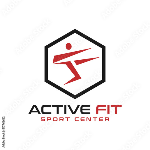 Abstract Initial Letter F and Hexagon Shape Combined as Active Fit People Logo Design.