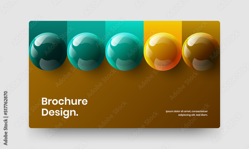 Minimalistic 3D balls cover layout. Creative company brochure design vector concept.