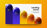 Creative horizontal cover design vector illustration. Vivid realistic spheres brochure layout.