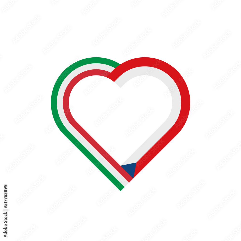 friendship concept. heart ribbon icon of italy and czech republic flags. vector illustration isolated on white background friendship concept. heart ribbon icon of italy and czech republic flags. vector illustration isolated on white background
