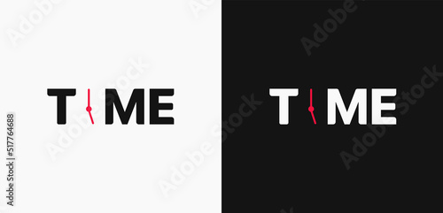 Creative negative space time logo with clock symbol for business, company.