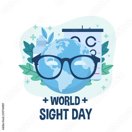 Soft blue background of World Sight Day illustration on healthcare icon element. Vector eps 10. Flat style design.