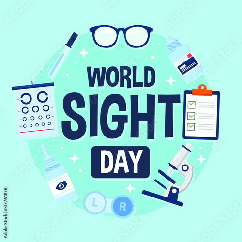 Soft blue background of World Sight Day illustration on healthcare icon element. Vector eps 10. Flat style design.